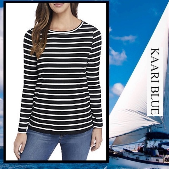 π
Ίπ KAARI BLUE Top B/W Striped NWT Buy It Now Priceππ - Picture 2 of 8
